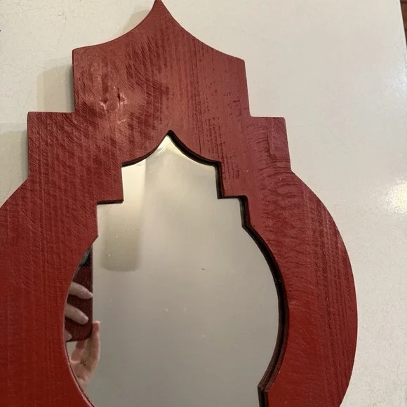 Wall Mirror Quatrefoil Moroccan‎ Style Red Wooden23 X 13.5